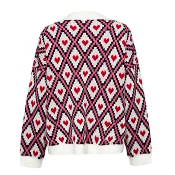 Hearts Printed Buttoned Cardigan with Pockets - Picture 7 of 8